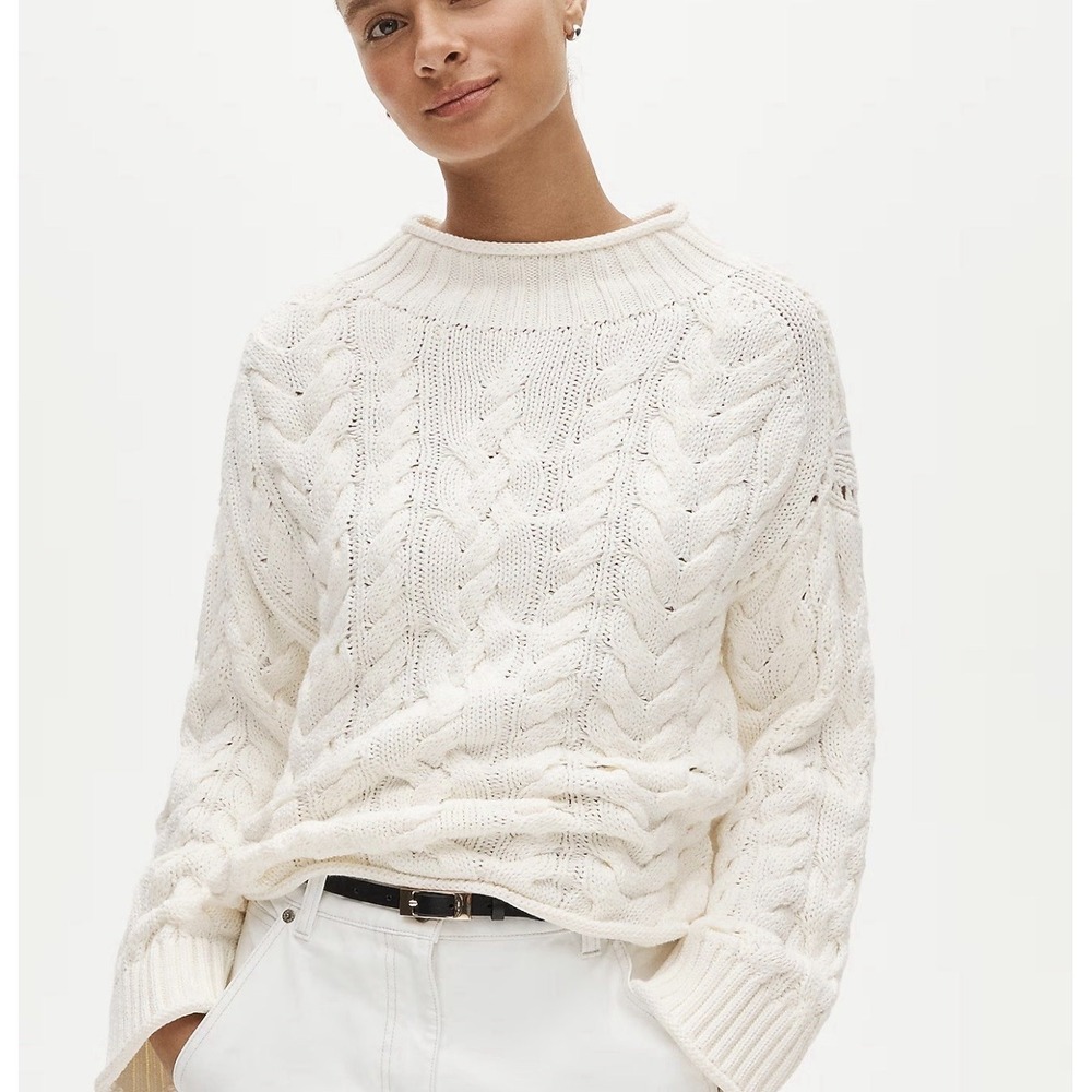 J CREW SIZE XL 2025 Rollneck™ 100% Cotton cable-knit sweater CR663
